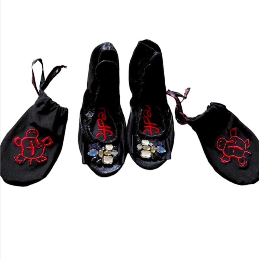 Redfoot Ballet Flats Jeweled Portable with Solid Soles Fold Up Stretc…